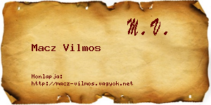 Macz Vilmos névjegykártya